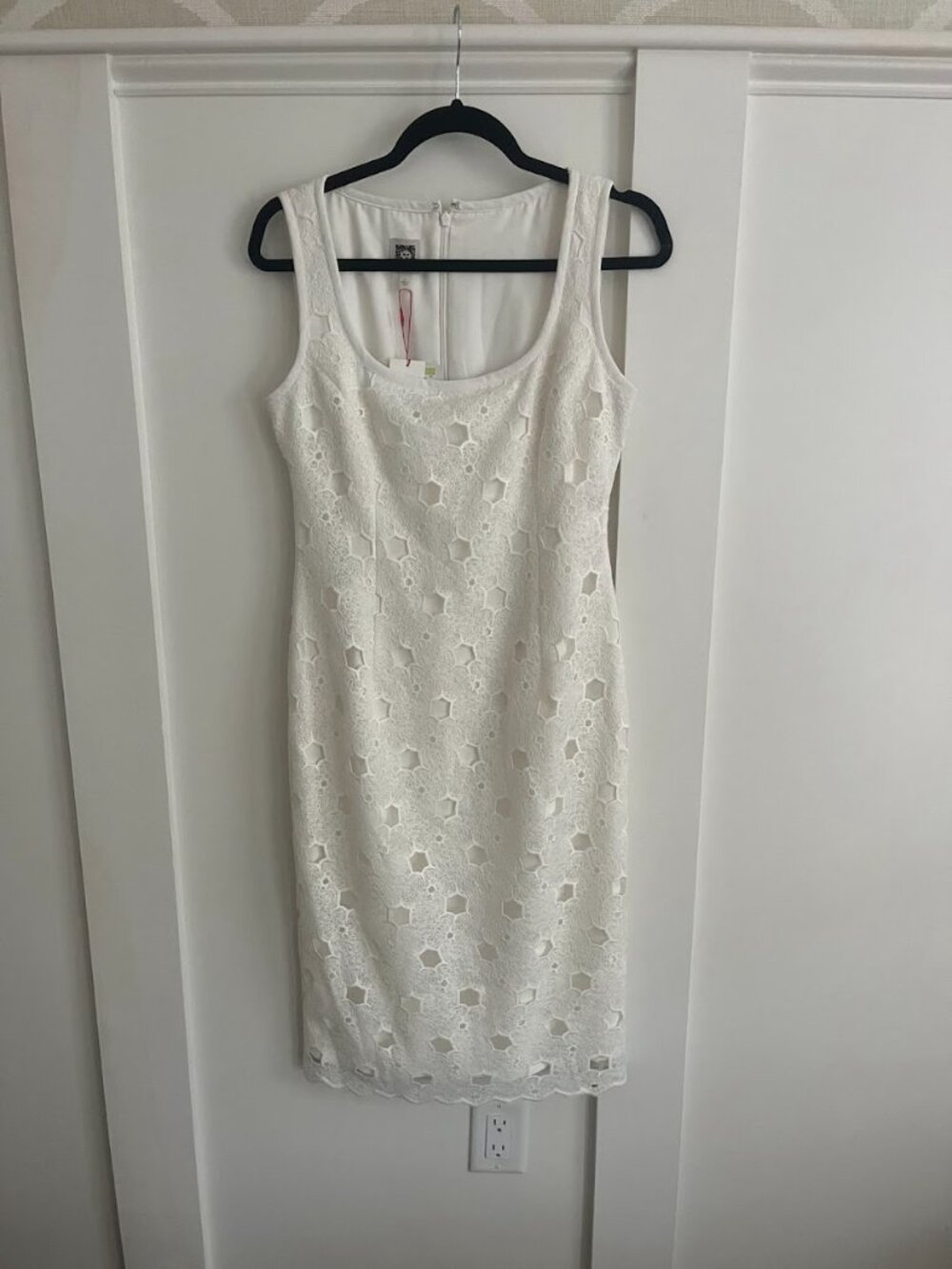 Anne Klein Womens Crochet A-line Dress White NWT